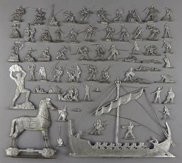 Figurine Ancienne En étain - Chasse Aux Canards - Inspiration Égypte Antique